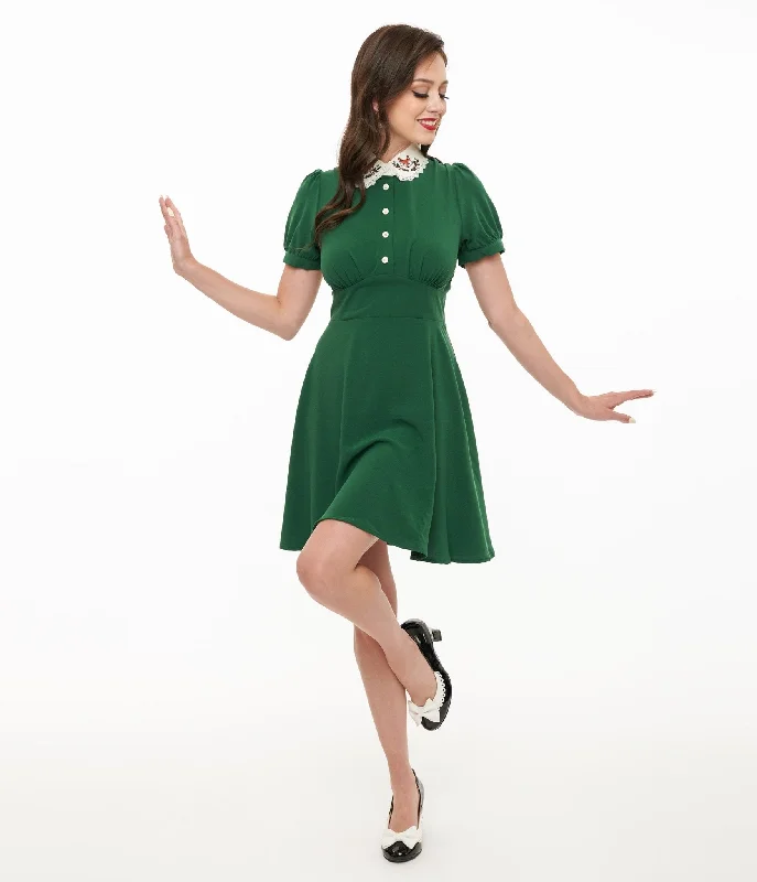 Hell Bunny 1950s Green Basil Fox Mini Dress