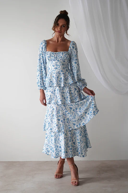 Amelie Floral Print Maxi Dress | Blue/White Best maxi dresses for casual wear