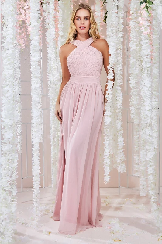 Goddiva Halter Neck Chiffon Maxi Dress -Lightpink Best maxi dresses for tall women