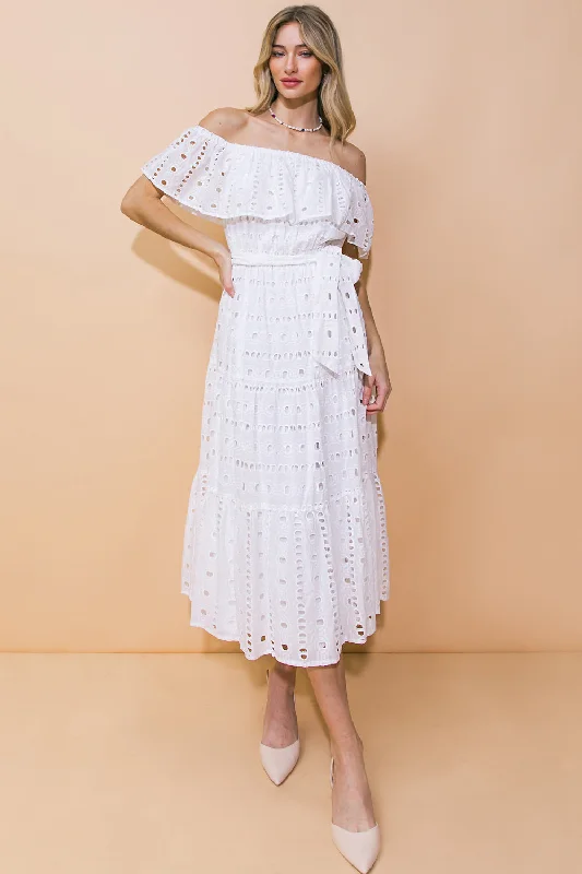 CATCHING MY BREATH EYELET MIDI DRESS Trendy midi dresses under $50