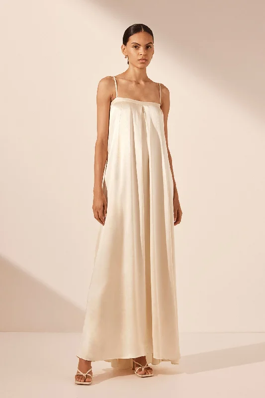 LA LUNE COLUMN MAXI DRESS - CREAM Designer maxi dresses