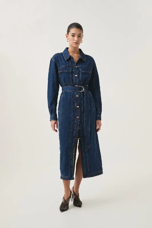 Neo Denim Midi Dress Discounted midi dresses