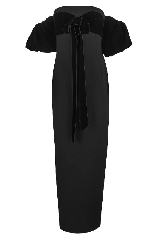 Puff Sleeve Column Gown