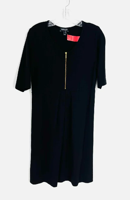 A Pea In A Pod Size M Black/Gold Quarter Zip Maternity Dress