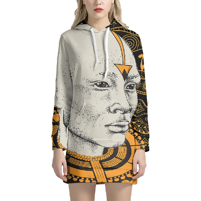 African Style Print Pullover Hoodie Dress