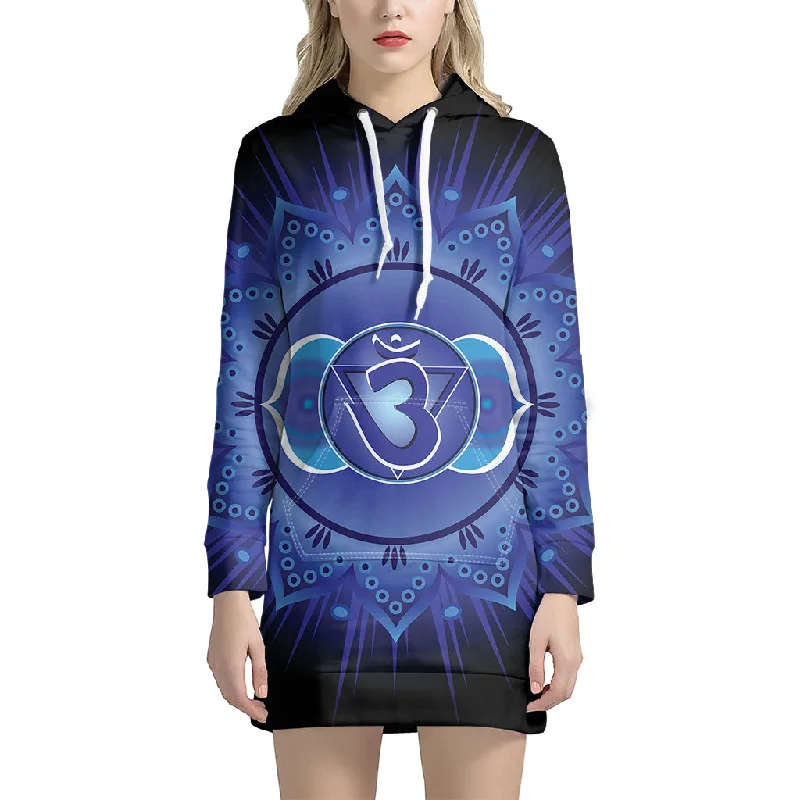 Ajna Chakra Mandala Print Pullover Hoodie Dress