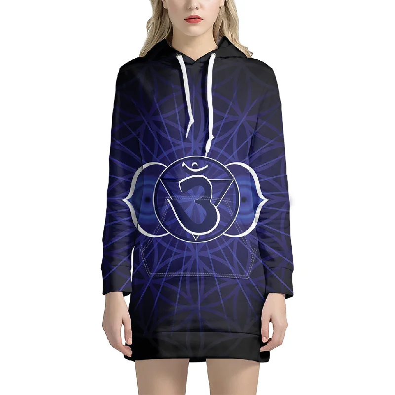 Ajna Chakra Spiritual Print Pullover Hoodie Dress