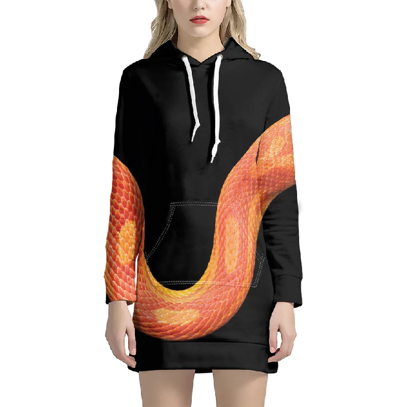 Amel Motley Corn Snake Print Pullover Hoodie Dress