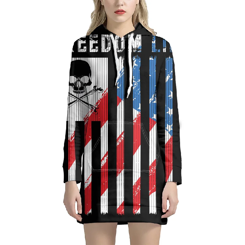 American Flag Freedom Life Print Pullover Hoodie Dress