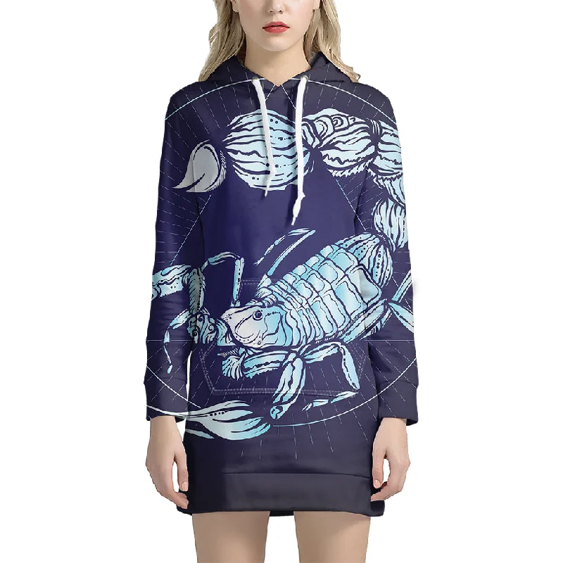 Astrological Scorpio Sign Print Pullover Hoodie Dress