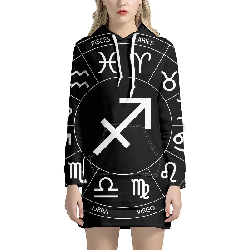 Astrology Sagittarius Sign Print Pullover Hoodie Dress