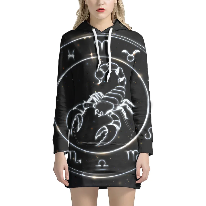 Astrology Scorpio Sign Print Pullover Hoodie Dress