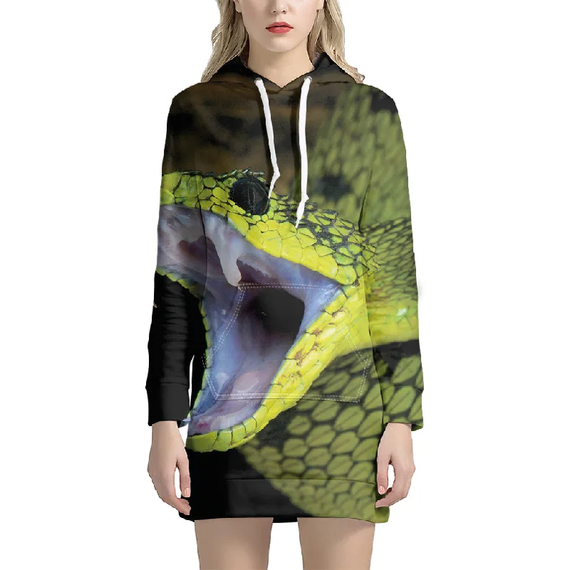 Atheris Nitschei Snake Print Pullover Hoodie Dress