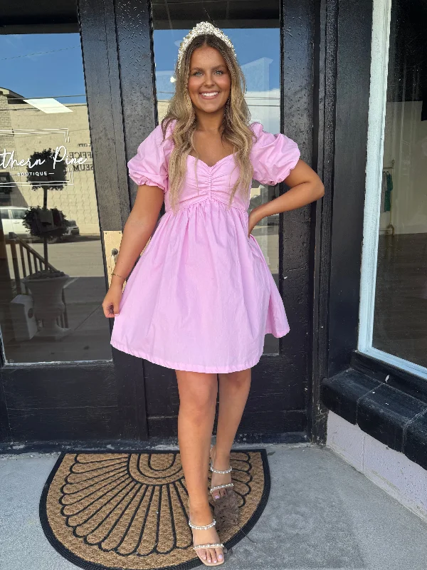 Baby pink babydoll dress