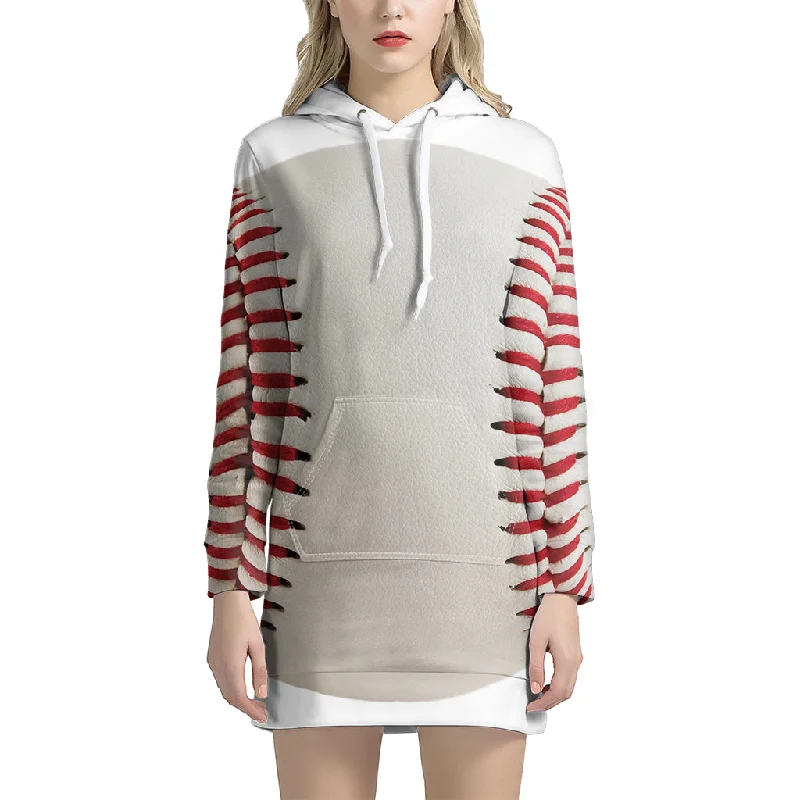 Baseball Stitching Print Pullover Hoodie Dress