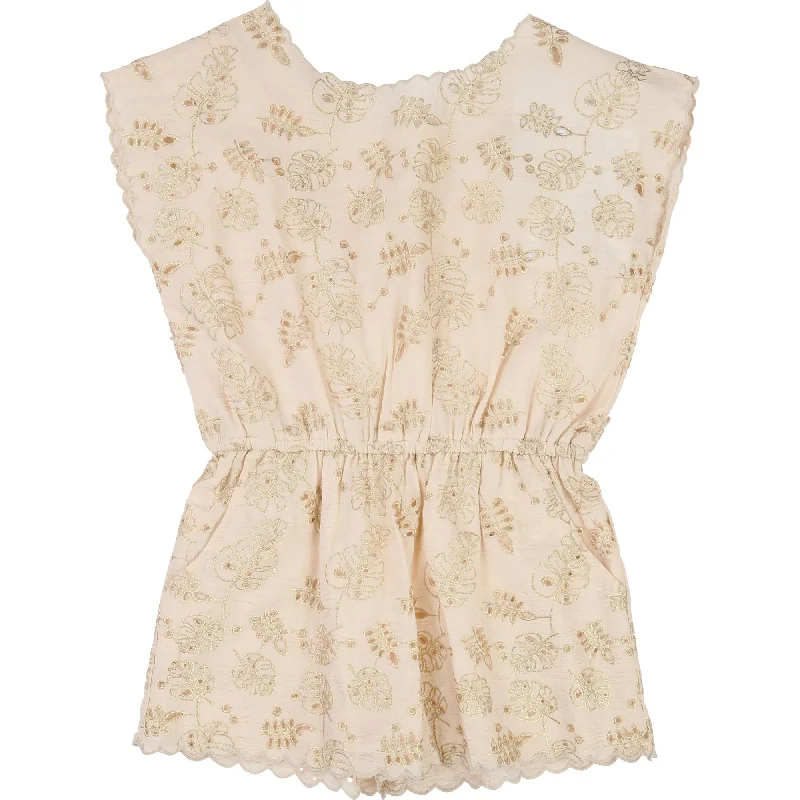 Cream French Embroidered Romper