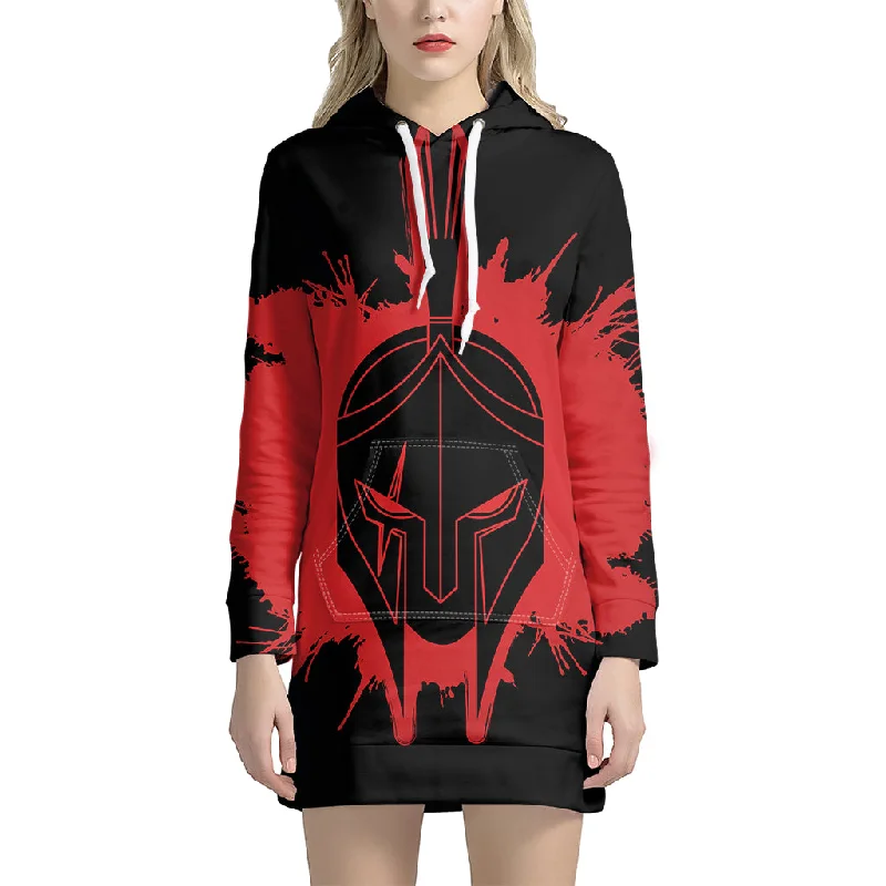 Bloody Spartan Warrior Print Pullover Hoodie Dress