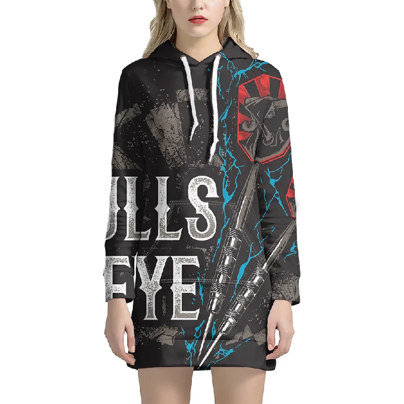 Bullseye Darts Print Pullover Hoodie Dress