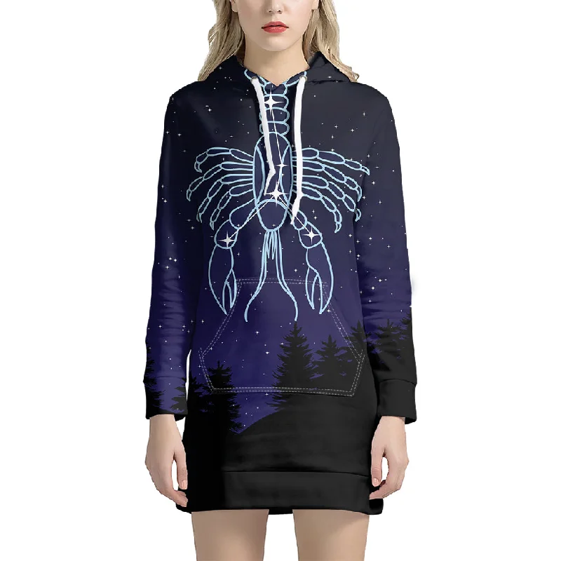 Cancer Constellation Print Pullover Hoodie Dress