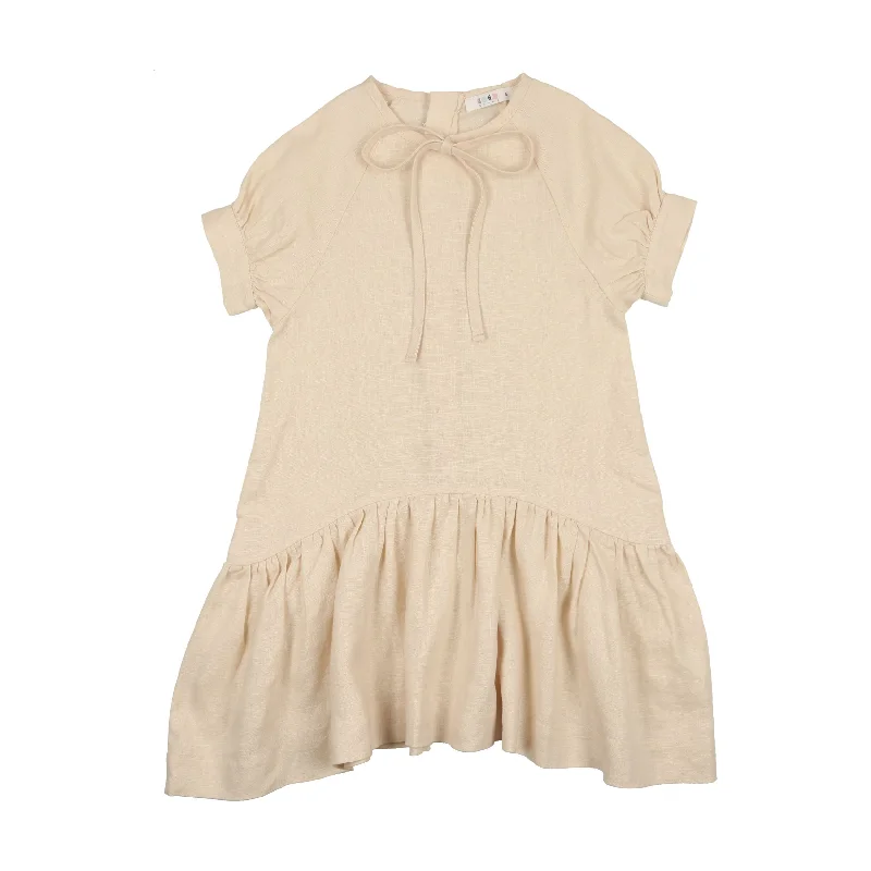 CCB Cream Linen Tie Dress