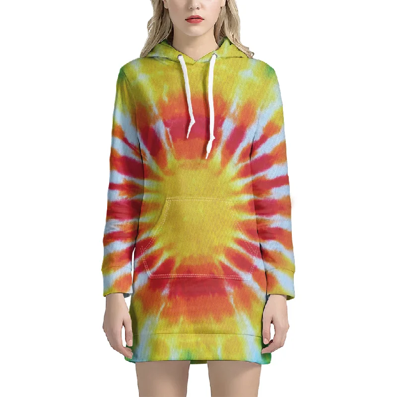 Circle Tie Dye Print Pullover Hoodie Dress