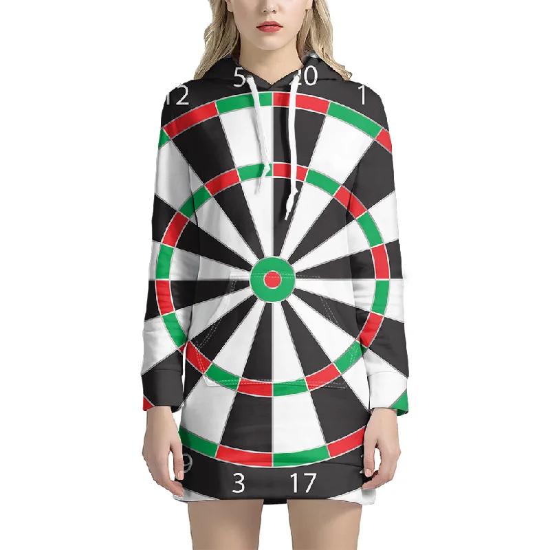 Classic Dartboard Print Pullover Hoodie Dress