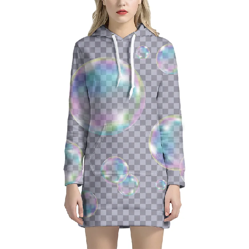 Colorful Soap Bubble Print Pullover Hoodie Dress