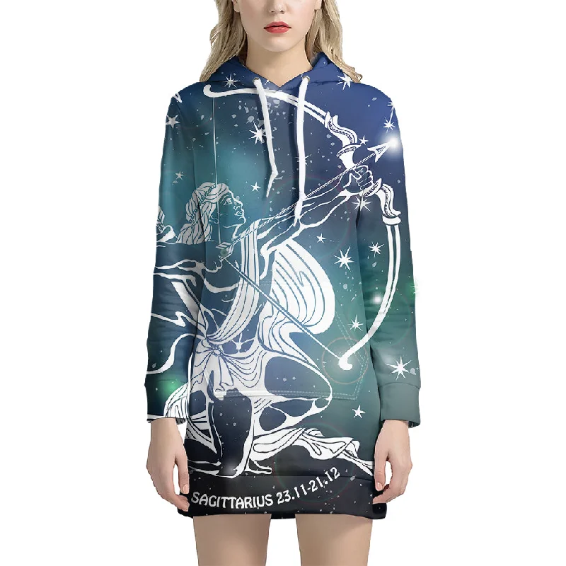 Constellation Of Sagittarius Print Pullover Hoodie Dress