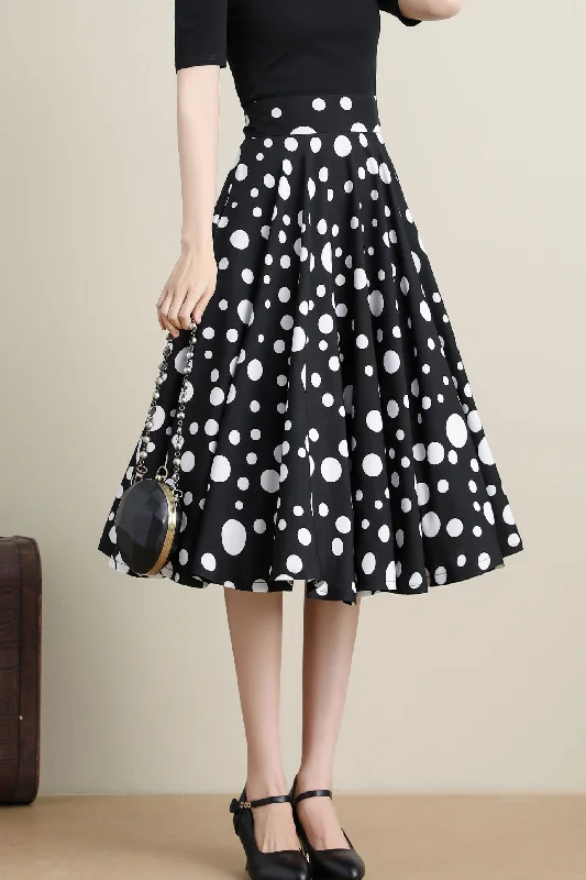 Black polka dot Circle skirt #3315