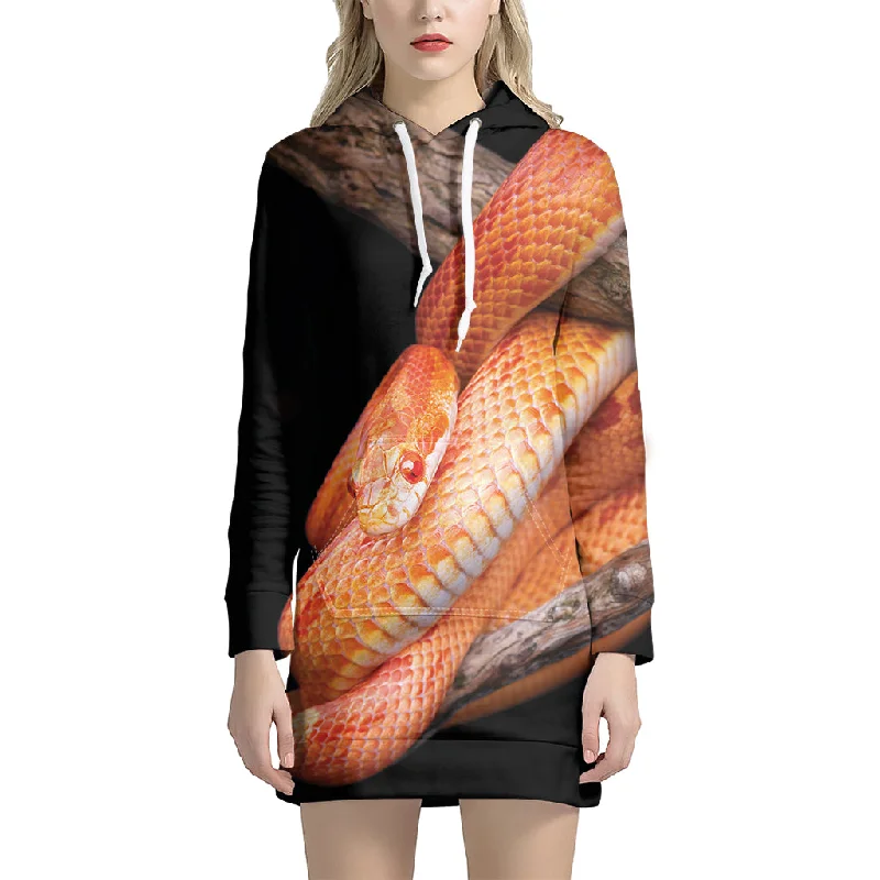 Corn Snake Print Pullover Hoodie Dress