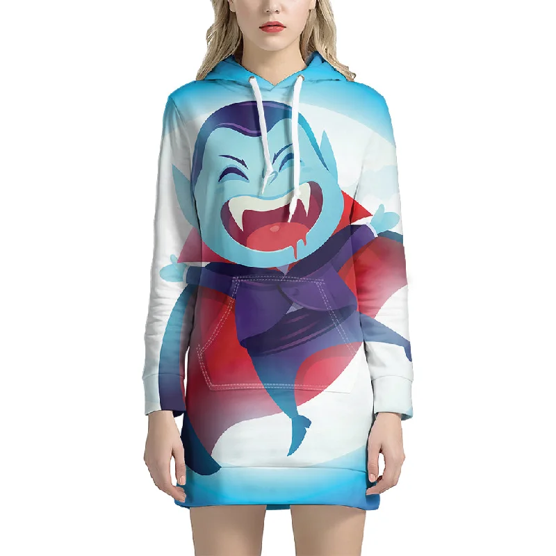 Cute Dracula Print Pullover Hoodie Dress