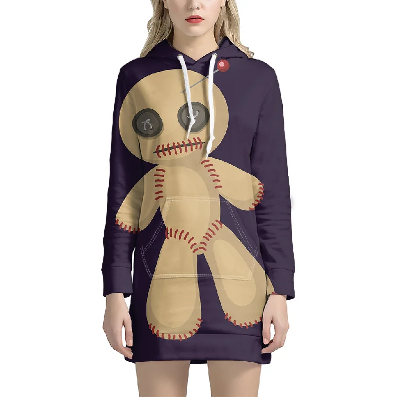 Cute Voodoo Doll Print Pullover Hoodie Dress