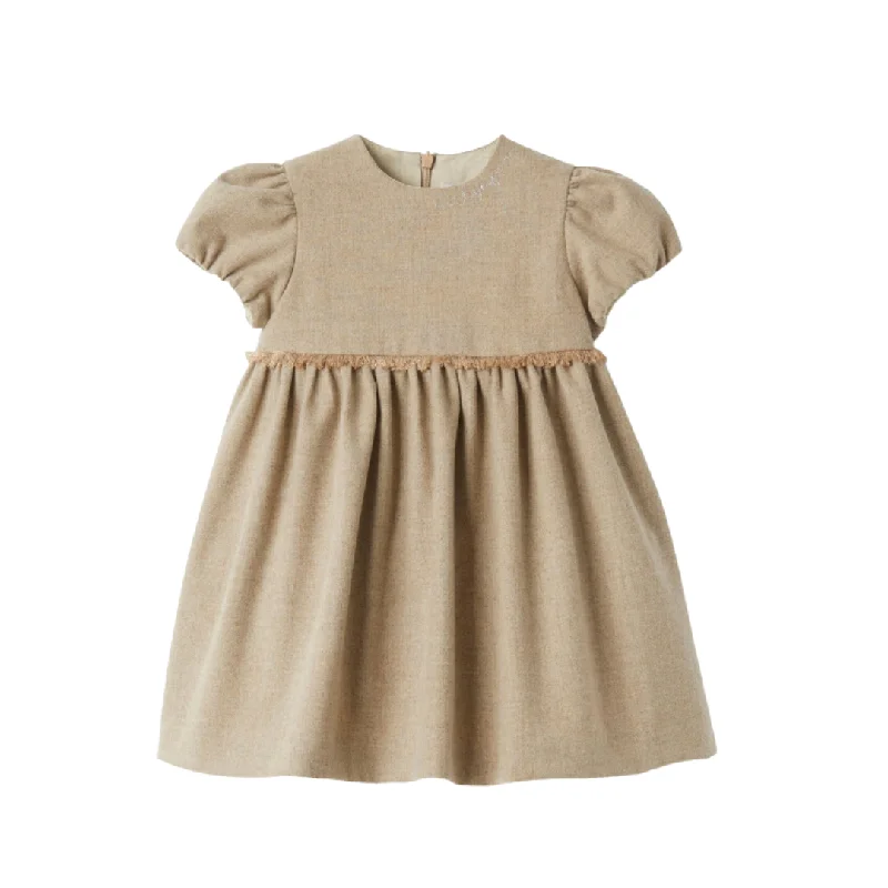 Dark Beige Puff Sleeve Dress