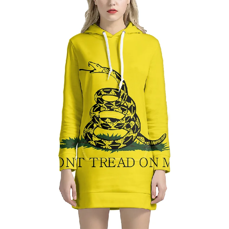 Don't Tread On Me Gadsden Flag Print Pullover Hoodie Dress