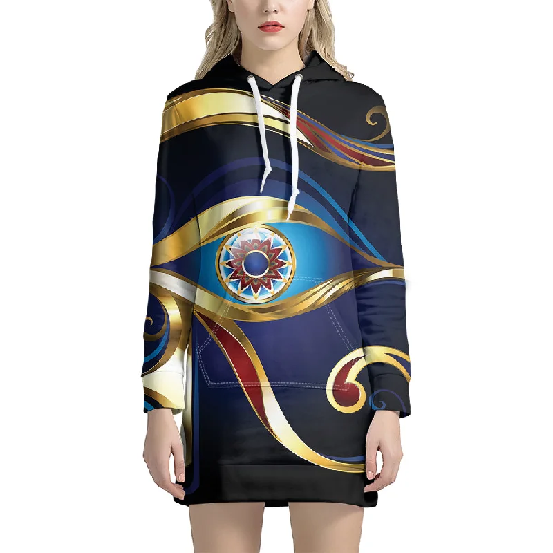 Eye Of Horus Amulet Print Pullover Hoodie Dress