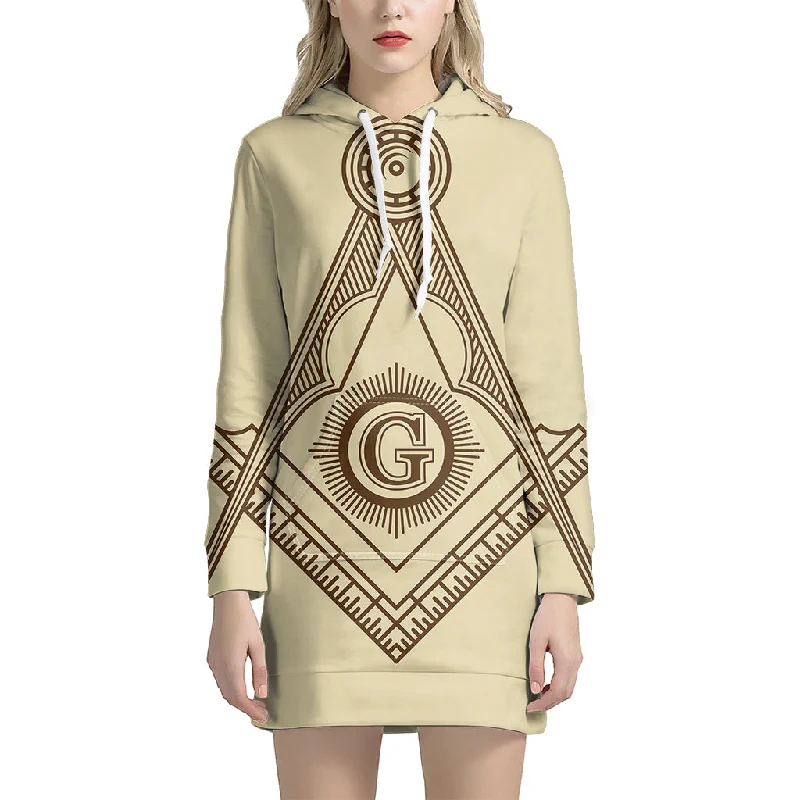 Freemasonry Symbol Print Pullover Hoodie Dress