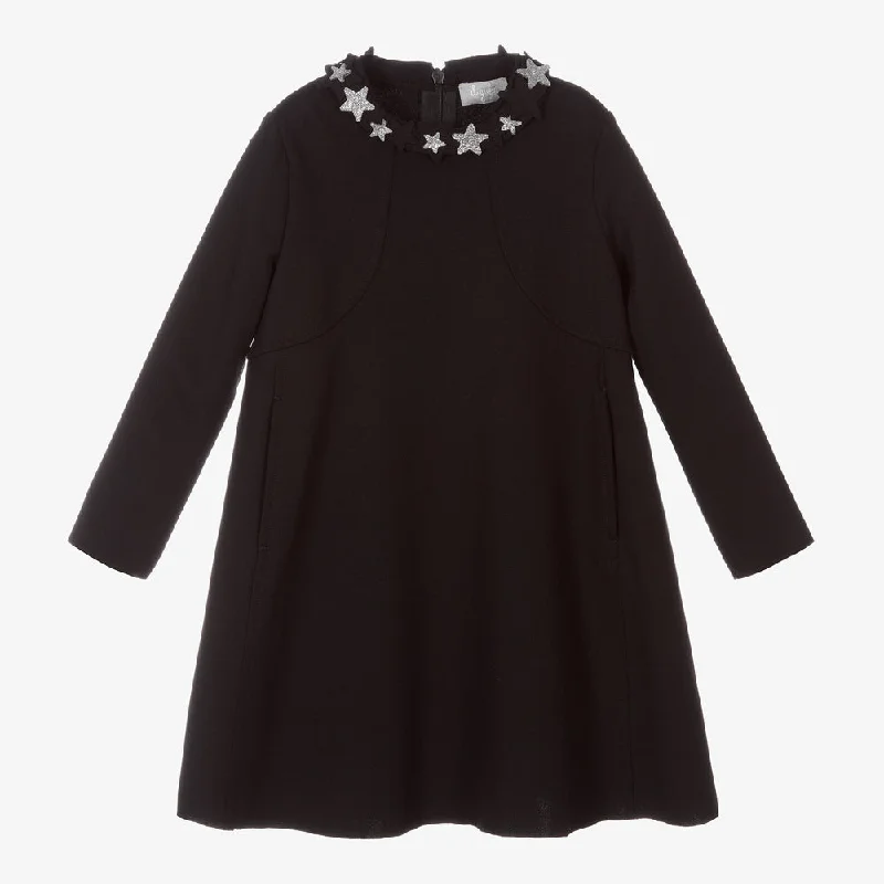 ILG Black Paneled Star Collar Dress