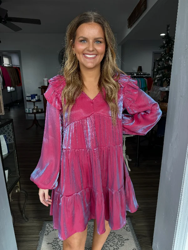 Iridescent berry tiered dress