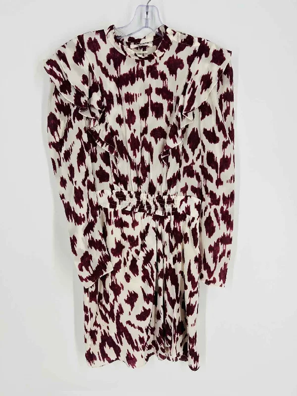 Isabel Marant Size 4 White/Purple Print Silk Designer Dress