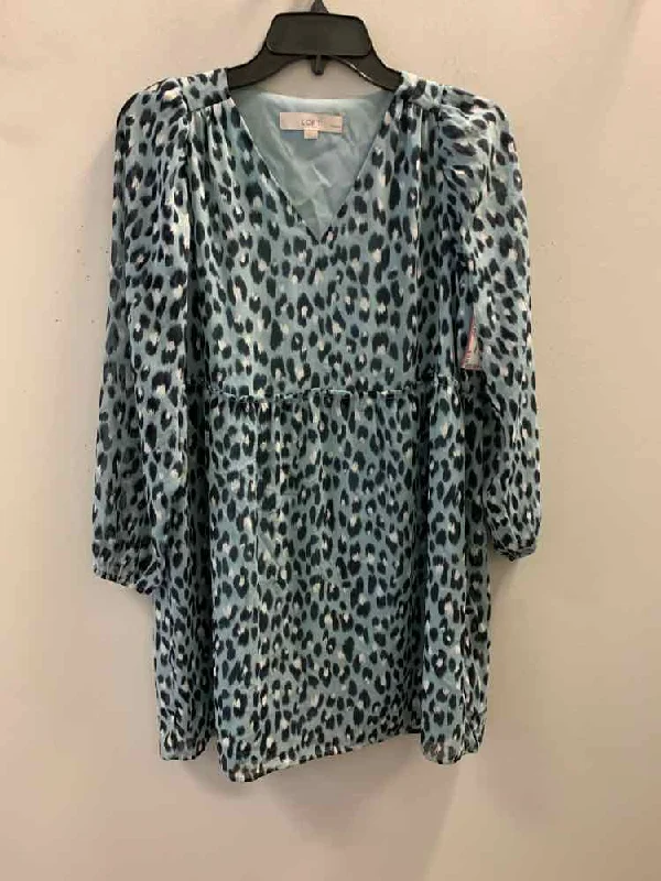 LOFT Dresses and Skirts Size XSP BLU/BLK/WHT Animal Print 3/4 SLEEVE Dress