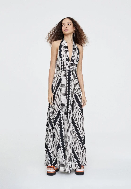 Halter ethnic print dress