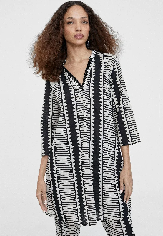 Short ethnic print caftan