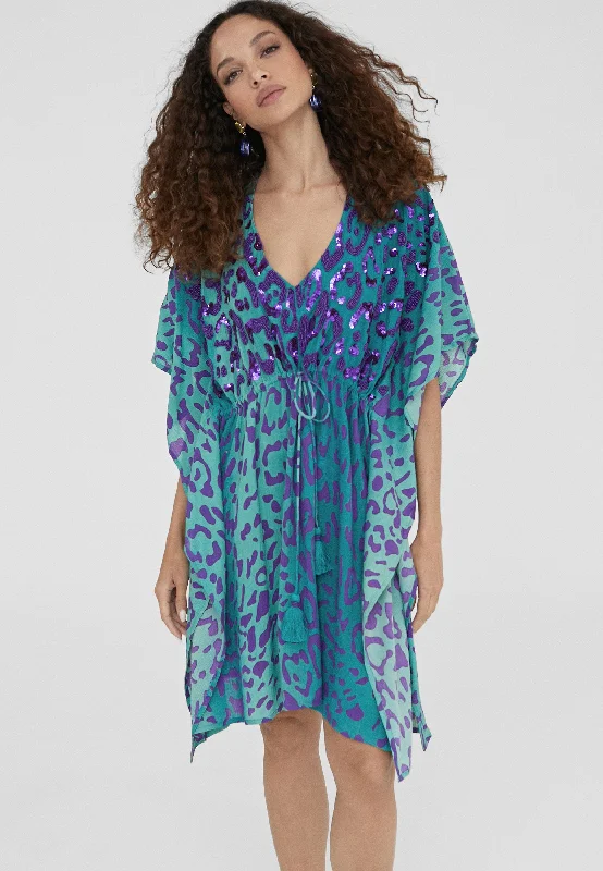 Short animal print caftan