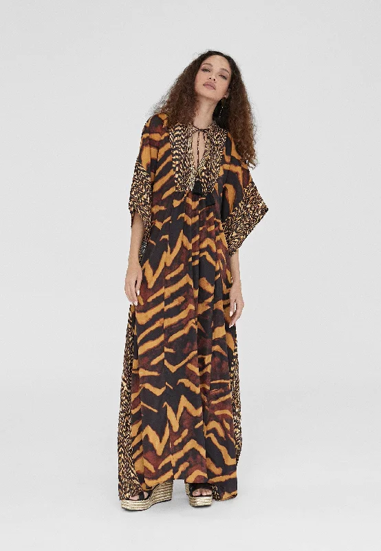 Long animal print caftan