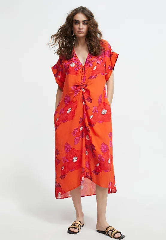 Printed knotted caftan