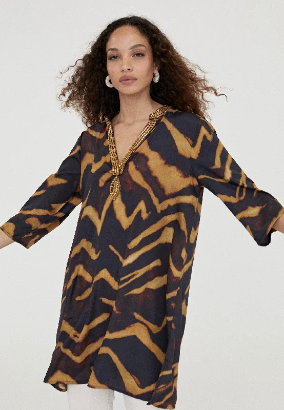 Short zebra print caftan