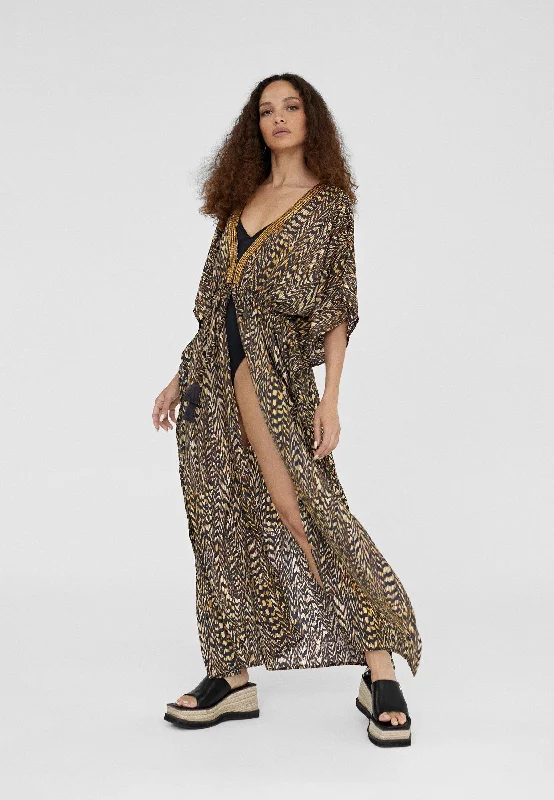 Long animal print caftan