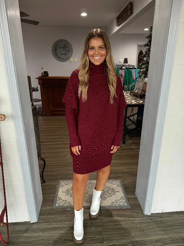 Maroon sweater dress