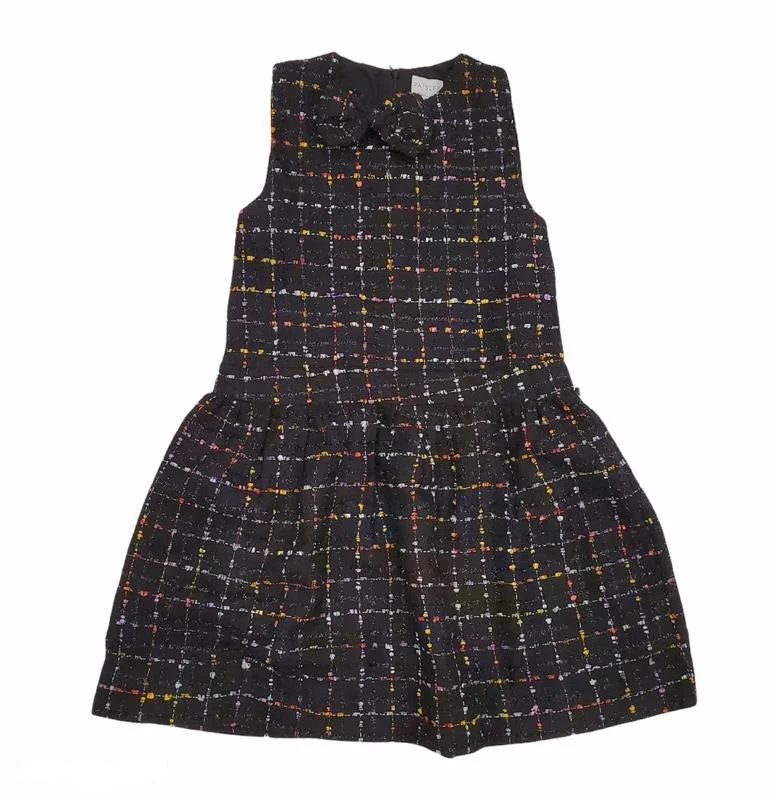 Multicolor Tweed Dress with Bow