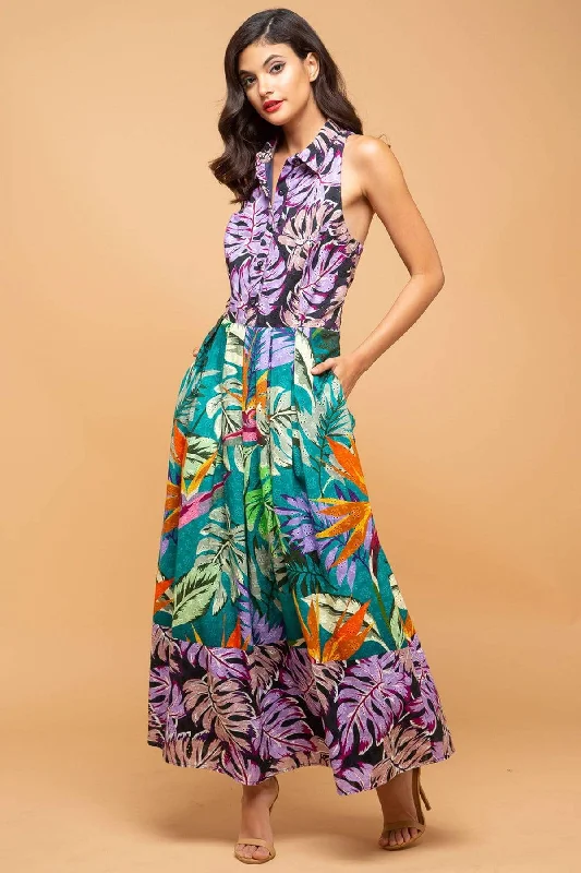 Sabine Dress  - Purple Palm